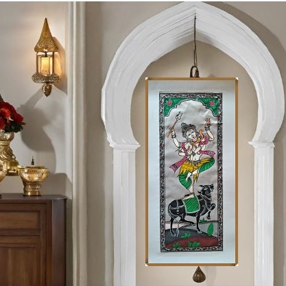 Pattachitra of Nataraj Shiv on Tussar silk PCP-T-2