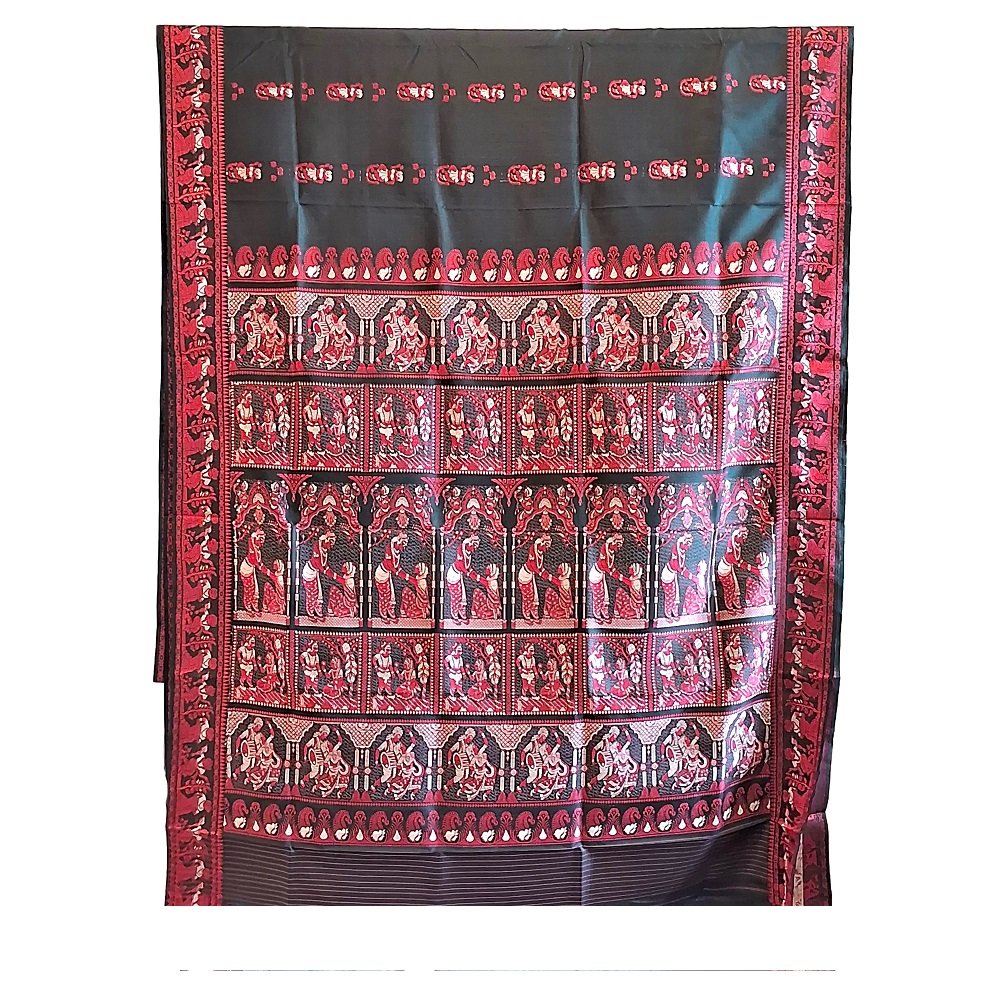 Baluchari Silk Saree Black base with mina work BS-