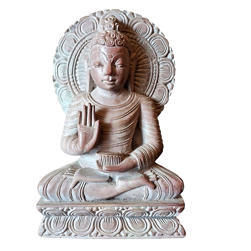 Buddha in Dhyana Mudra in green stone S-Stone-336