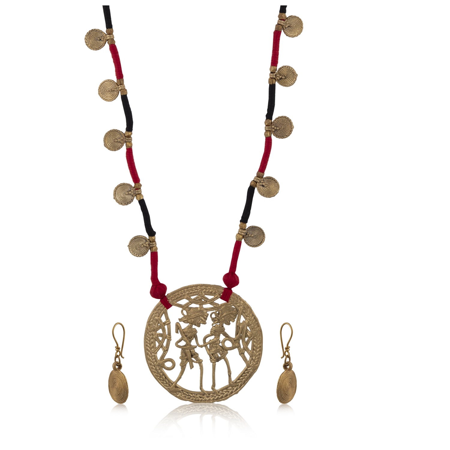 Dokra Jewellery Set with tribal figurine pendant D