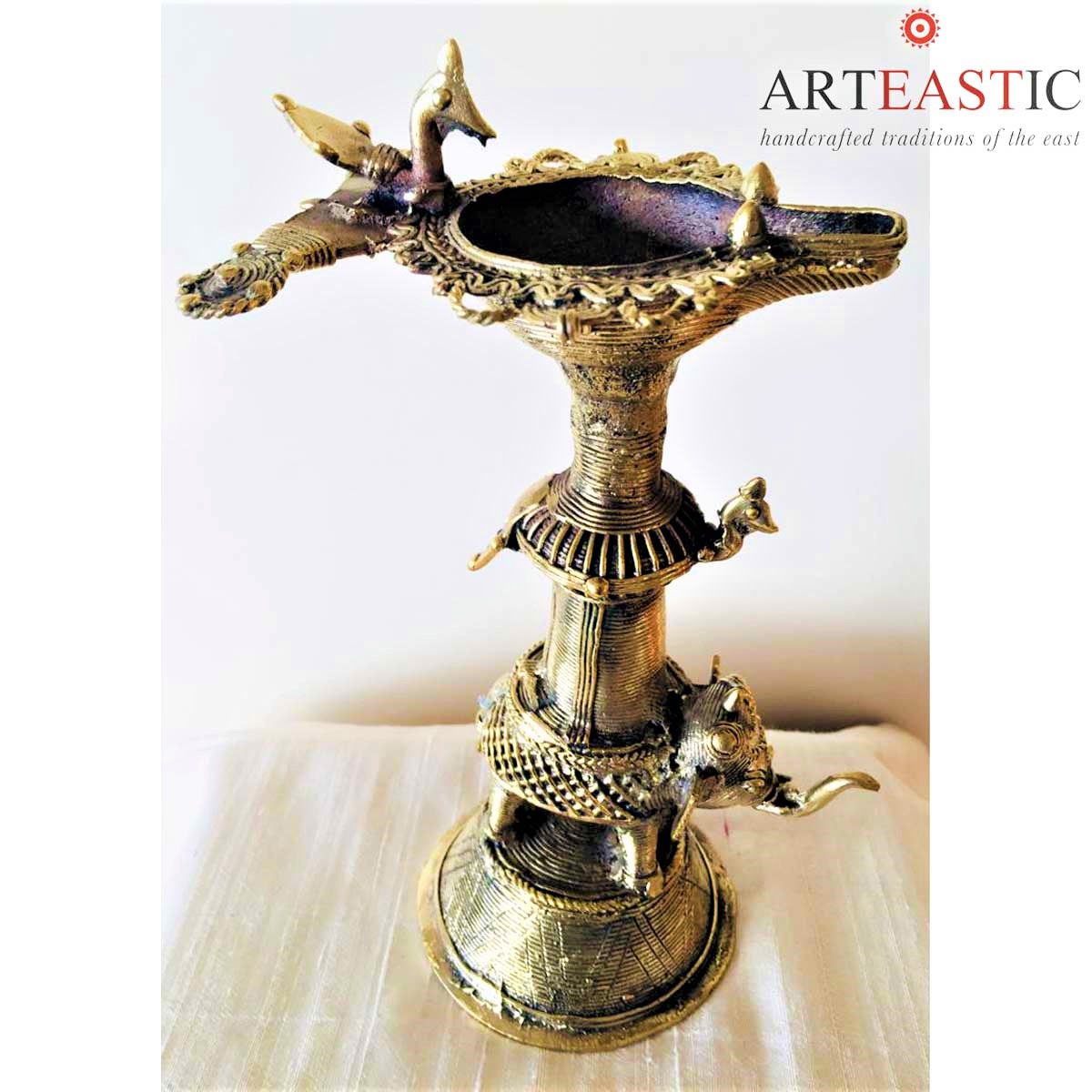 Dokra  Antique  oil lamp Diya DS-00-982a