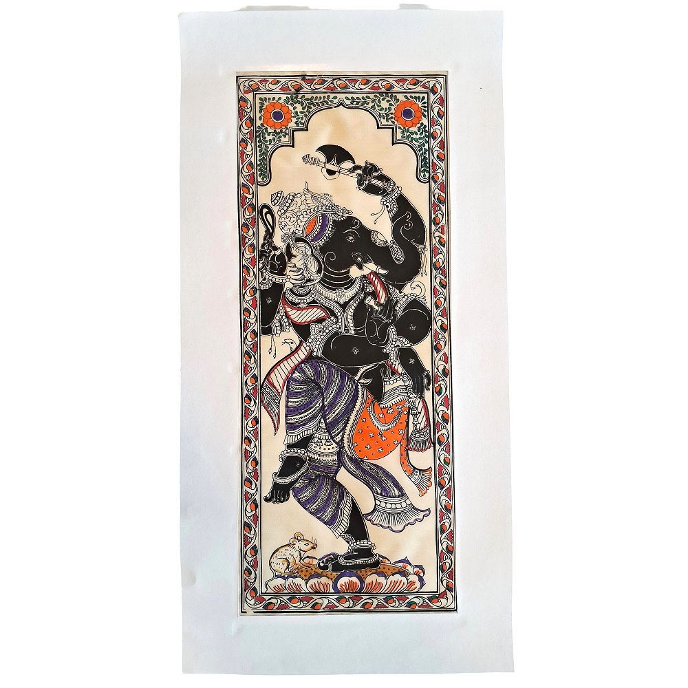 Pattachitra of Lord Ganesha Tussar silk PCP-T-077