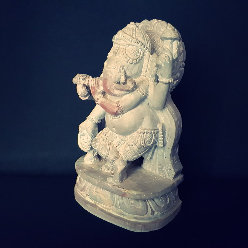 Stone Ganesha with flute  S-99-40b