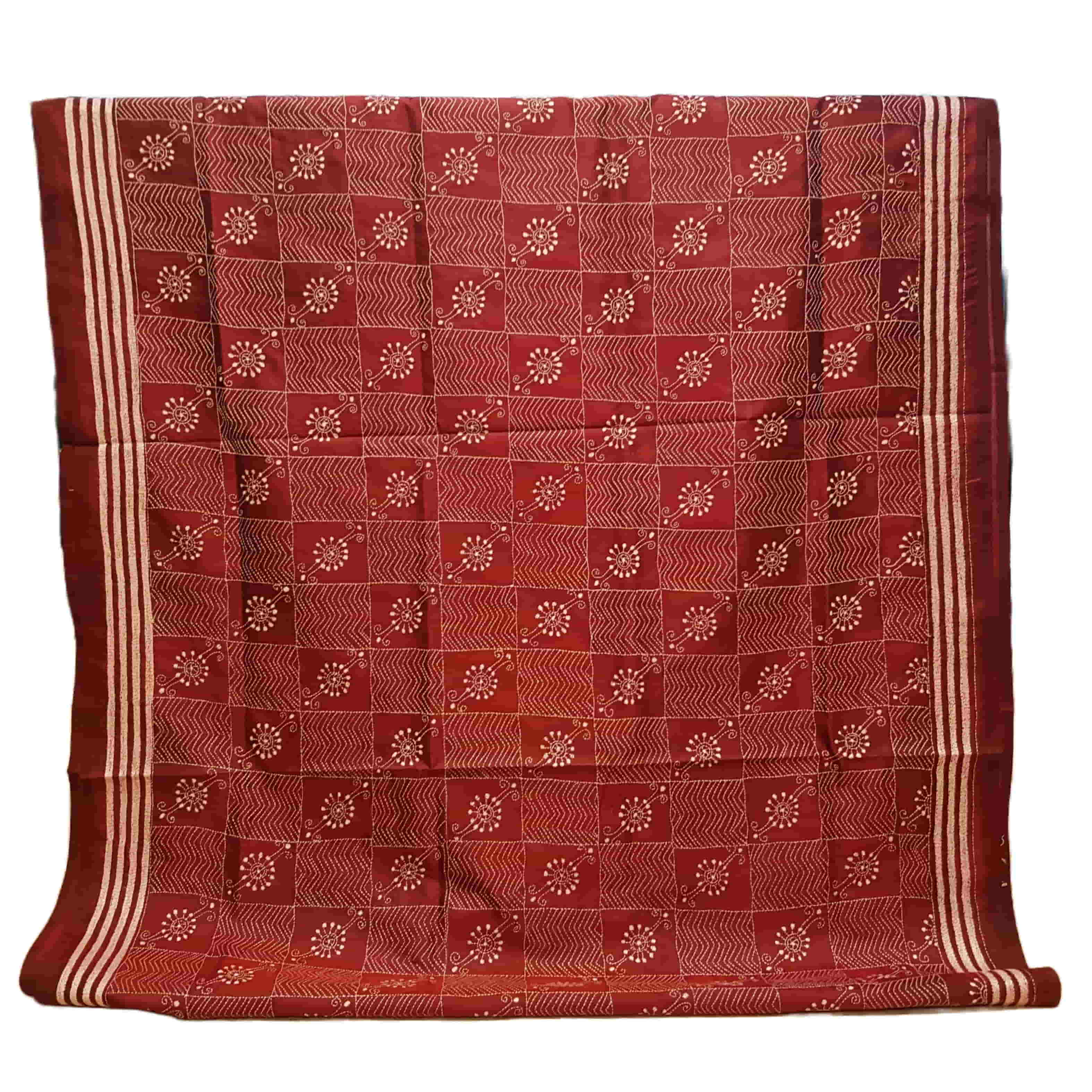 Kantha silk Saree with maroon base KS-01-502a