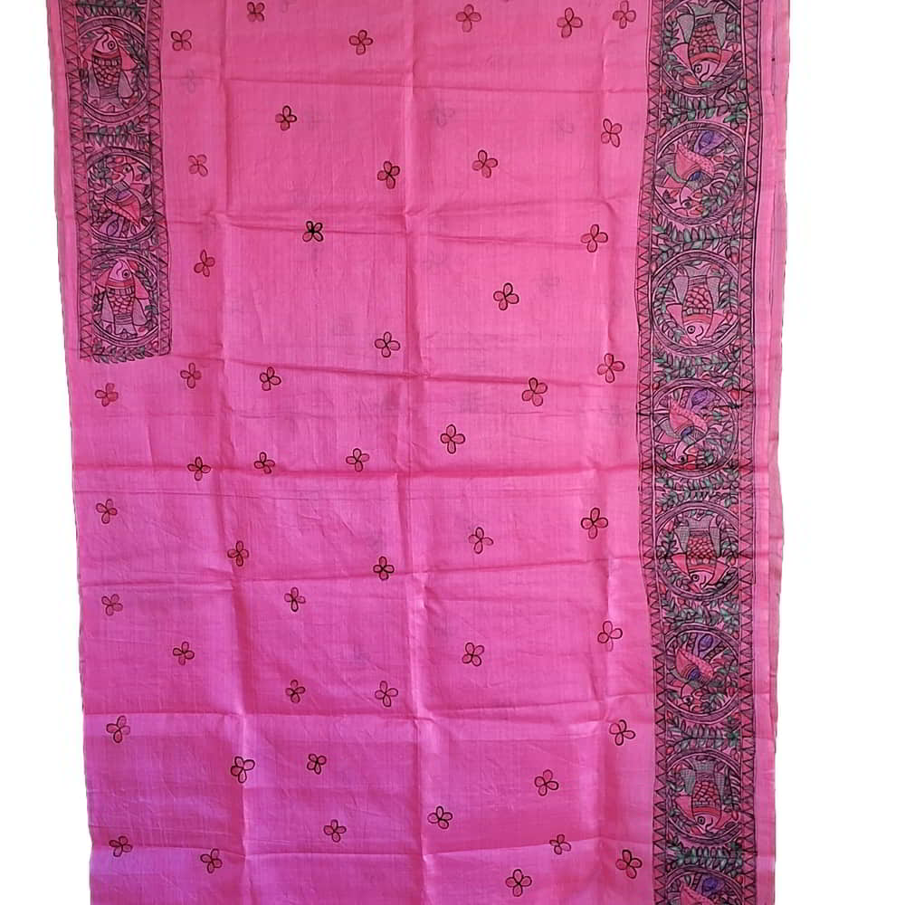  Hand-painted Madhubani Silk Saree MS-01-003a