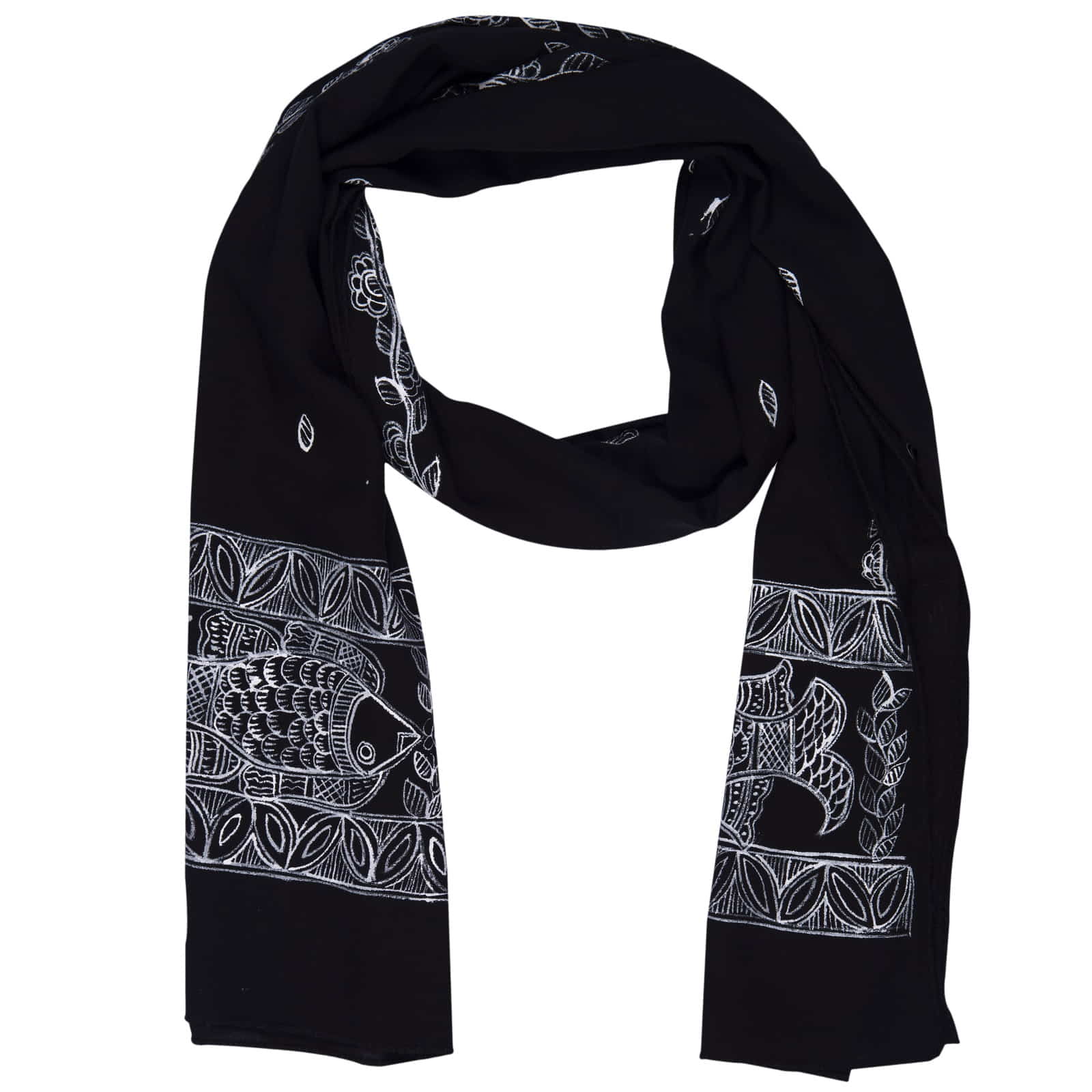 Madhubani Cotton Ladies Scarf Scarf-S-987a
