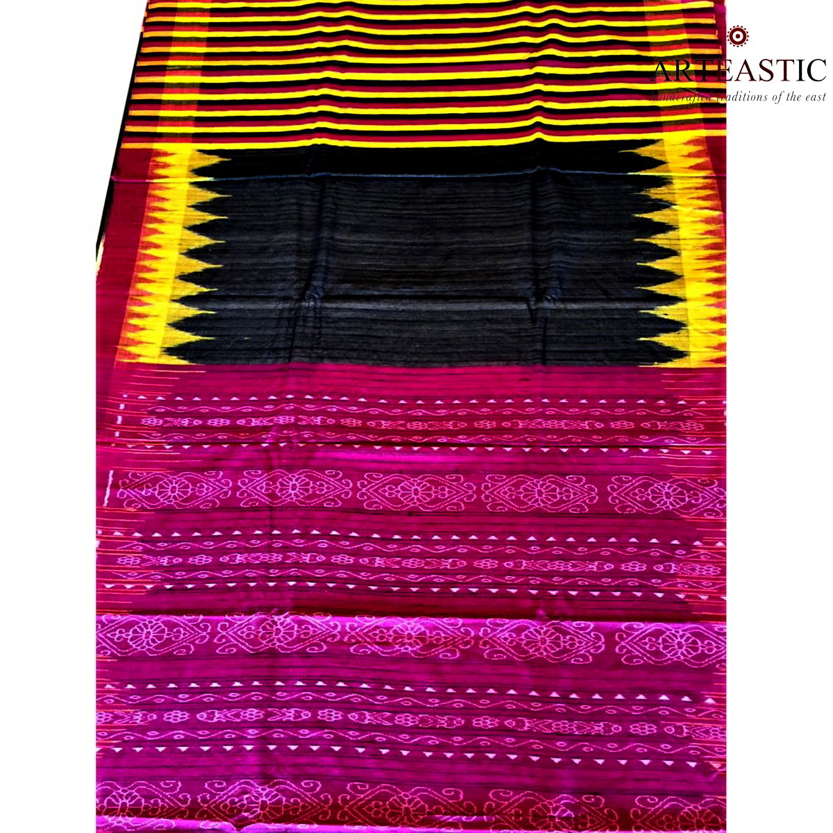 Odisha Ikat Pebble Black Tussar Silk OC-9986a