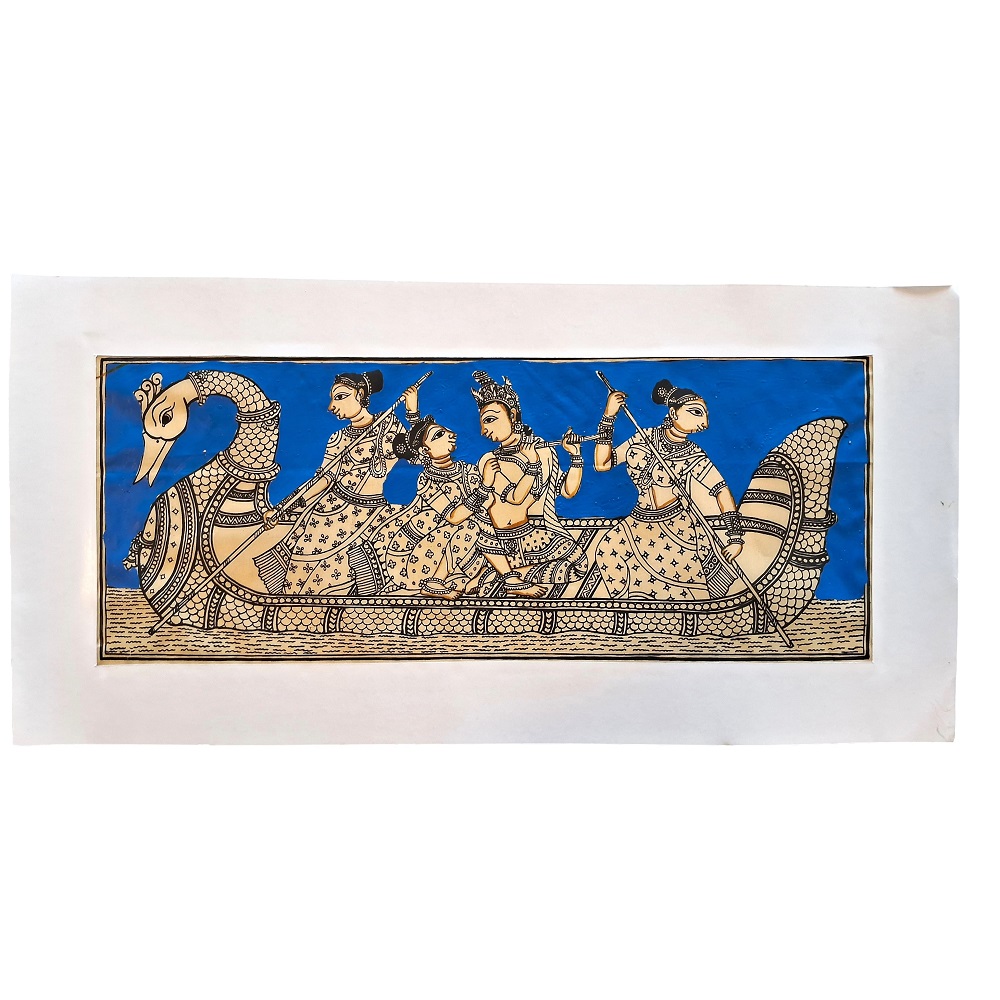 Pattachitra of Krishna Raas Lila on Tussar silk PC
