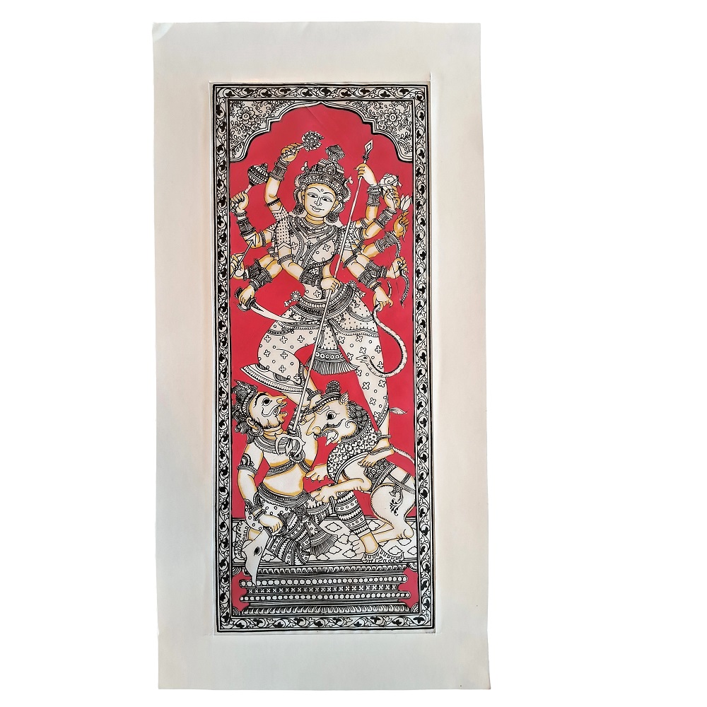 Pattachitra of Devi Durga on Tussar silk PCP-T-99