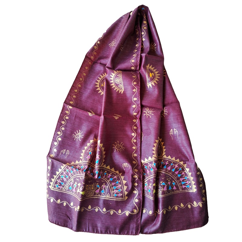 Saura art on Women's scarves S-Scarf-012a
